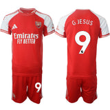 Arsenal F.C #9 Gabriel Jesus Red 2025 Home Soccer Jersey Suit