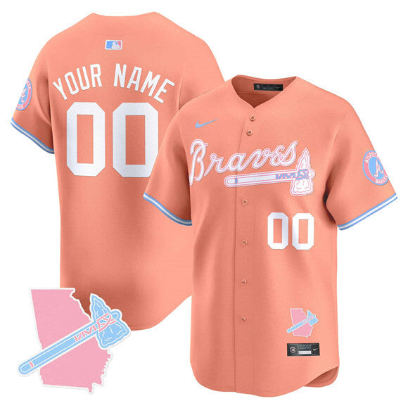 Atlanta Braves Active Player Custom Peach Bubblegum Pink Vapor Premier
