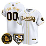 Atlanta Braves Active Player Custom White Gold 2024 Spring Training Patch Limited