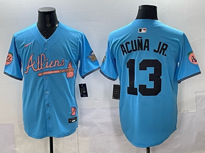 Atlanta Braves #13 Ronald Acuna Jr. Warriors 5 Collaboration Style 1