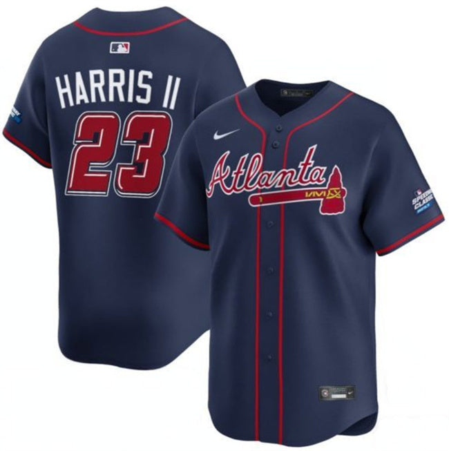 Atlanta Braves #23 Michael Harris II Navy 2025 Speedway Classic Alternate