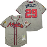 Atlanta Braves #29 John Smoltz Warriors 29 Gray 1995 Retro