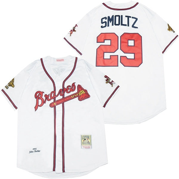 Atlanta Braves #29 John Smoltz Warriors 29 White 1995 Retro