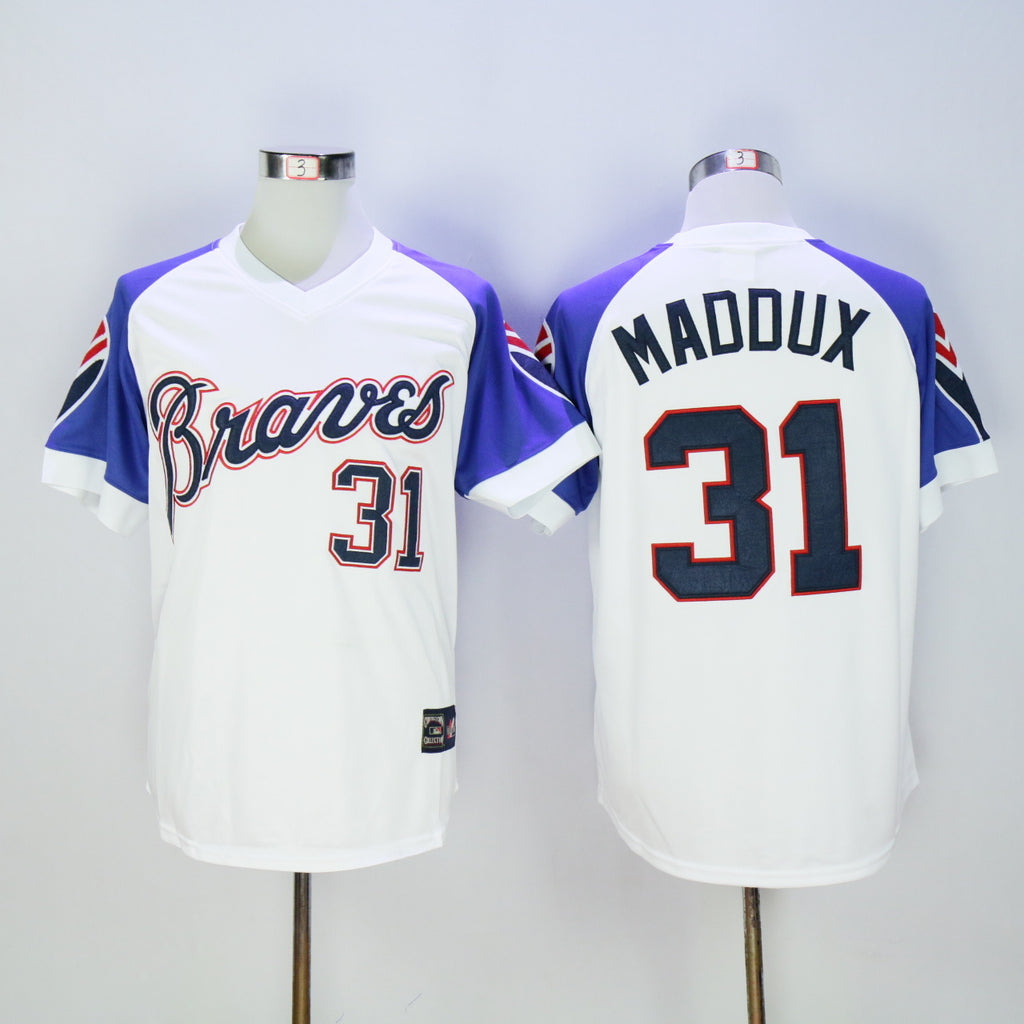 Atlanta Braves #31 Warriors 31 White Blue 1973 Retro
