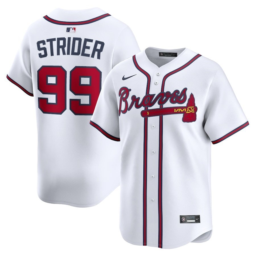 Atlanta Braves #99 Spencer Strider Home Limited Player Jersey - White