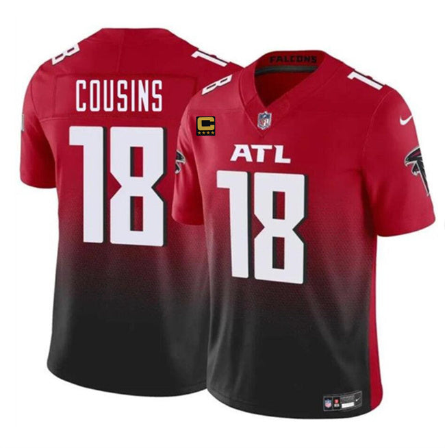 Atlanta Falcons #18 Kirk Cousins Red Black 2024 F.U.S.E With 4-Star C Patch Vapor