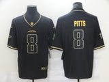 Atlanta Falcons #8 Kyle Pitts Black Retro Gold 946 Style 2