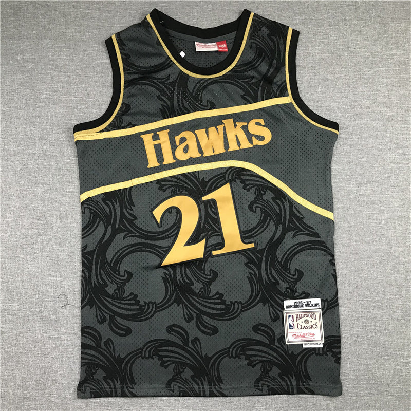 Atlanta Hawks #21 Dominique Wilkins Hawks 21 Retro Black Style 2