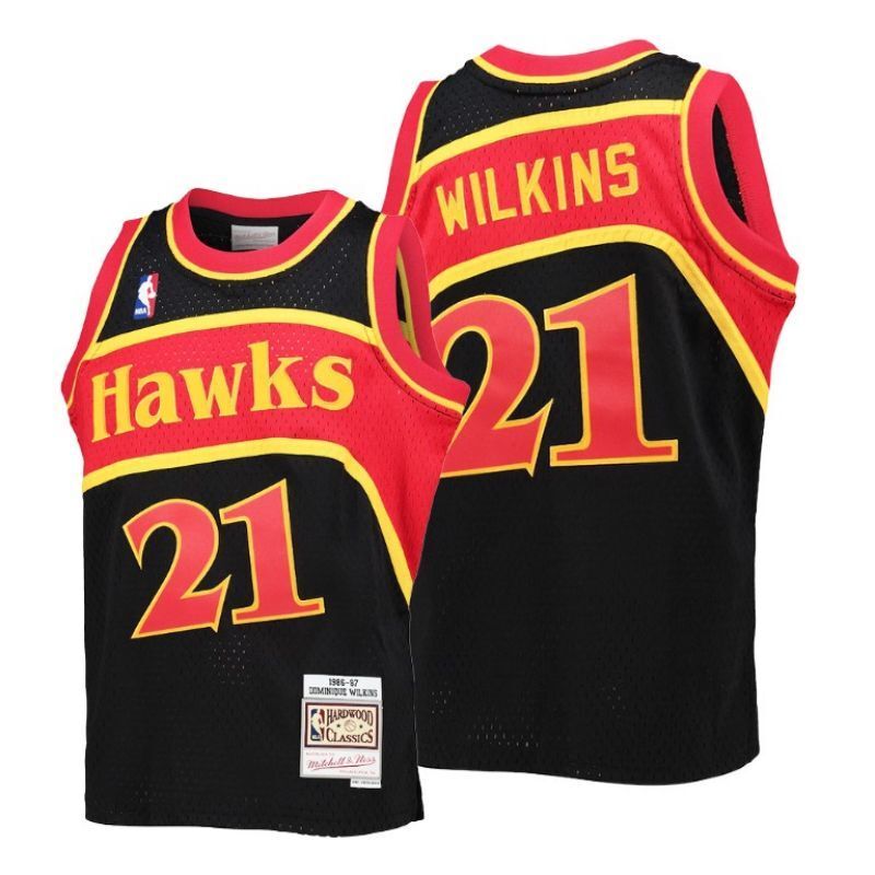 Atlanta Hawks #21 Dominique Wilkins Hawks 21 # “ ” Retro m&n Black Premium Mesh Jersey