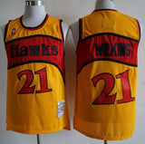 Atlanta Hawks #21 Dominique Wilkins Hawks ( Mesh Print ) 21 # Yellow Style 1