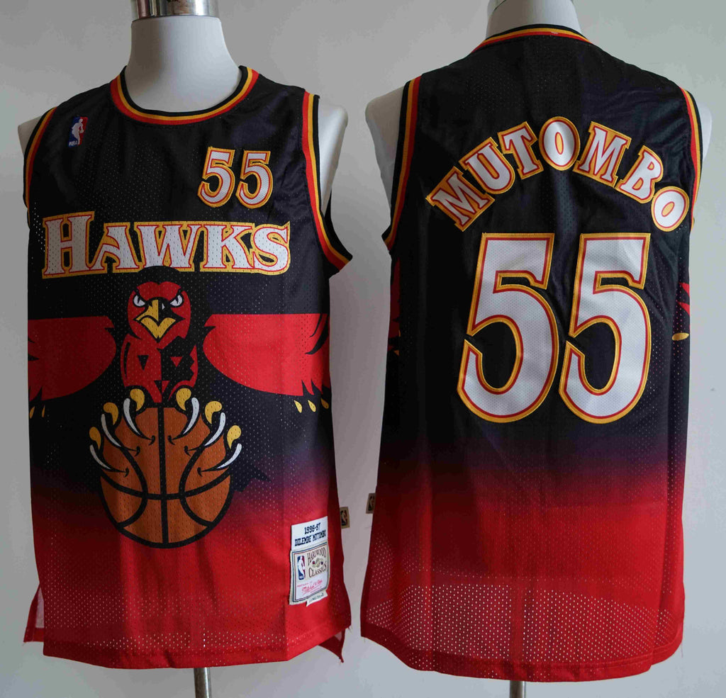 Atlanta Hawks #55 Dikembe Mutombo Hawks ( Mesh Print ) 55 # Mutombo Red