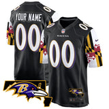 Baltimore Ravens Active Player Custom Black Maryland Flag Vapor Limited Football