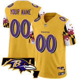 Baltimore Ravens Active Player Custom Gold 2025 F.U.S.E. Maryland Flag V2 Vapor