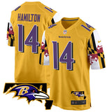 Baltimore Ravens #14 Kyle Hamilton Gold 2025 Maryland Flag Vapor Limited Football