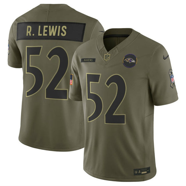Baltimore Ravens #52 Ray Lewis Olive 2025 F.U.S.E. Salute to Service Limited Football