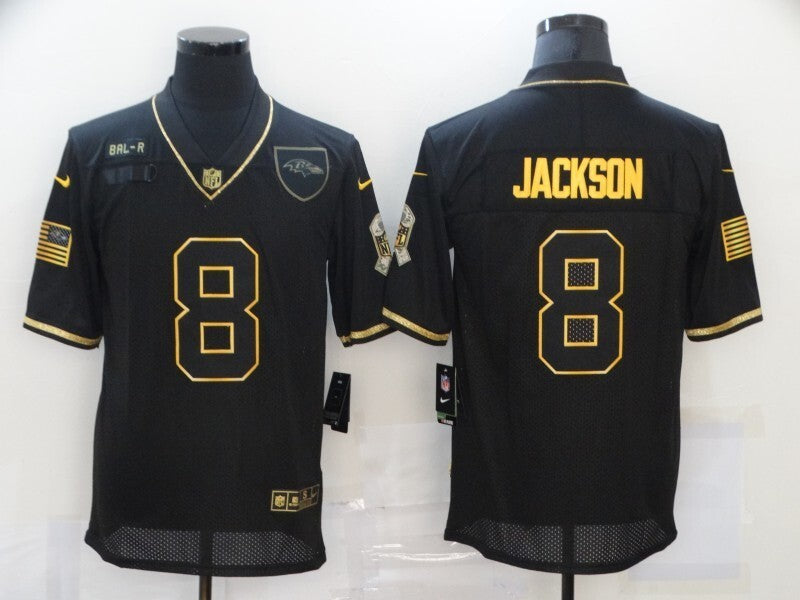 Baltimore Ravens #8 Lamar Jackson 20 Salute Retro Gold 696