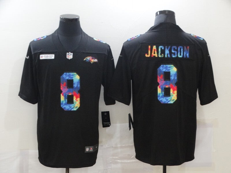 Baltimore Ravens #8 Lamar Jackson Rainbow 833 Style 1