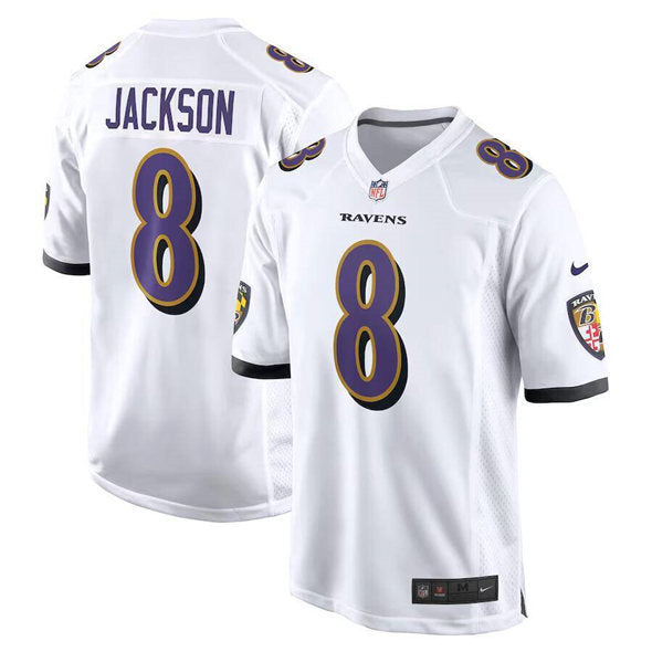 Baltimore Ravens #8 Lamar Jackson White Limited Football Game Jersey