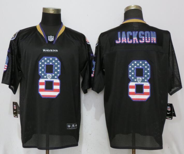 Baltimore Ravens #8 Michael Jackson USA Flag Fashion Black Elite Jerseys