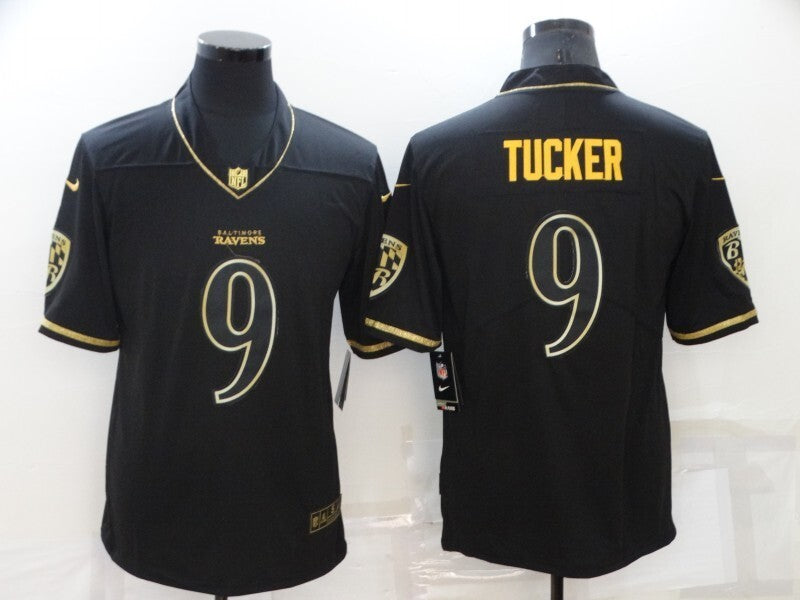 Baltimore Ravens #9 Justin Tucker Black Retro Gold 937