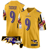 Baltimore Ravens #9 Justin Tucker Gold 2025 Maryland Flag Vapor Limited