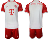 Bayern Munich Custom 2023 24 White Red Home Soccer Jersey Suit