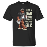 Bigfoot Funny Sasquatch Just A Dad 100% Cotton Crewneck Unisex T-shirt for Men with Milk Shirt Gift for Father's Day - Top, Womenswear