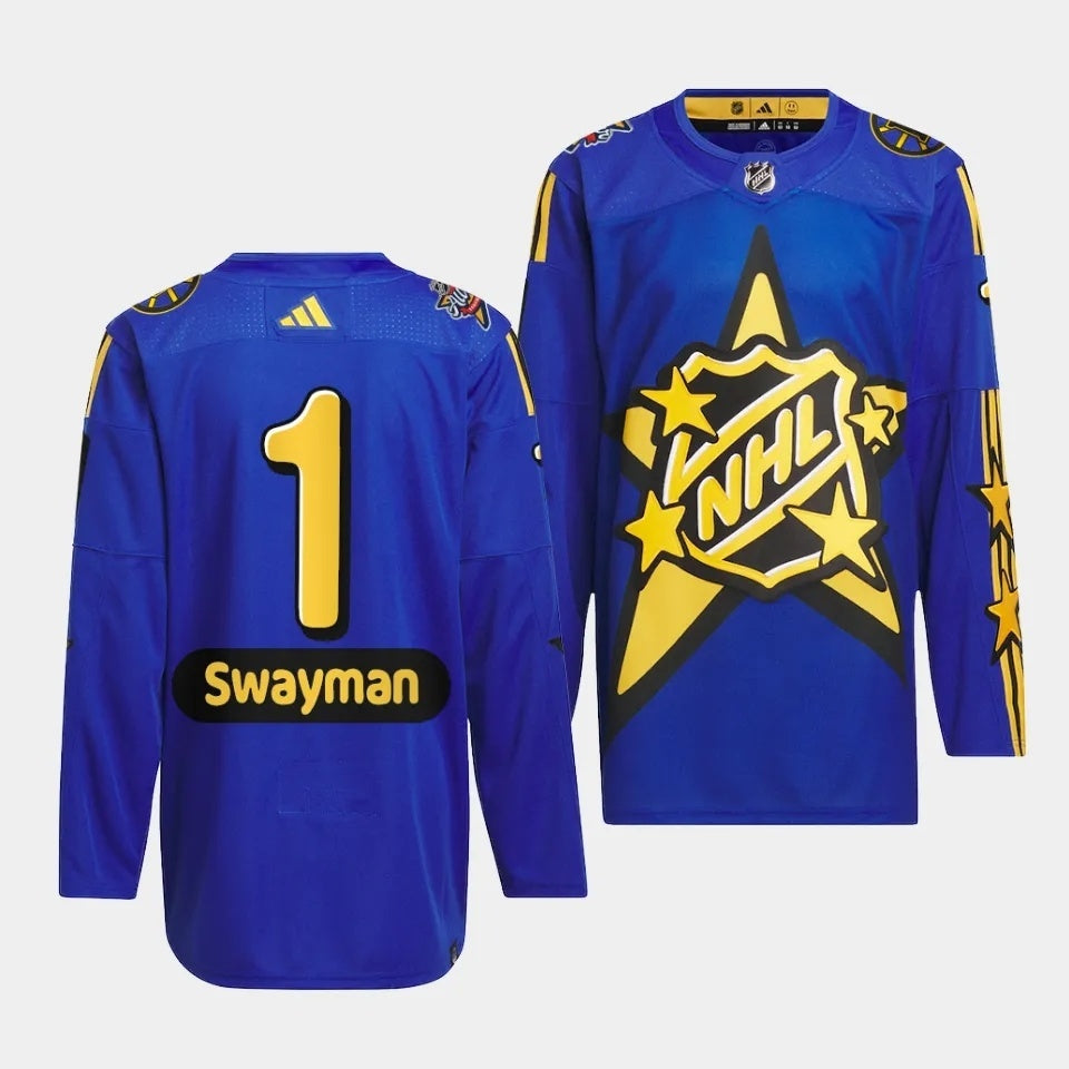 Boston Bruins #1 Jeremy Swayman 2024 NHL All-Star Blue Jersey Style 1