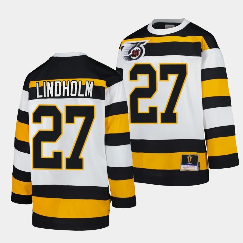 Boston Bruins #27 Hampus Lindholm White 1991 Throwback Jersey Mitchell Ness