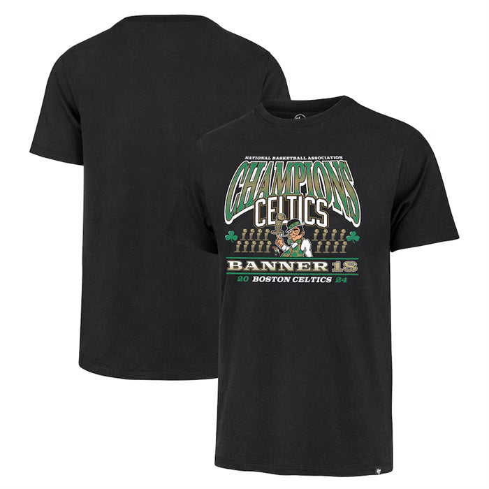 Boston Celtics Black 18-Time 2024 Finals Champions Banner Franklin T-Shirt