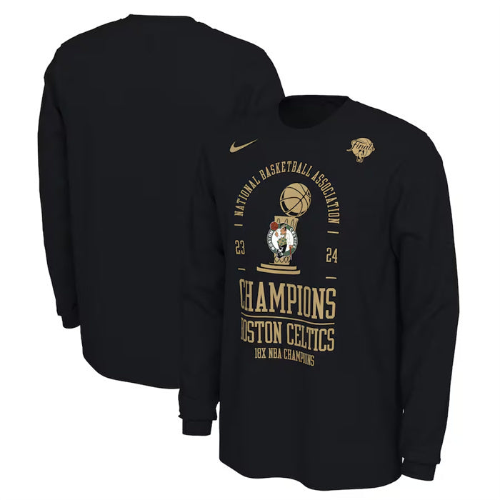 Boston Celtics Black 18-Time Finals Champions Locker Room Long Sleeve T-Shirt