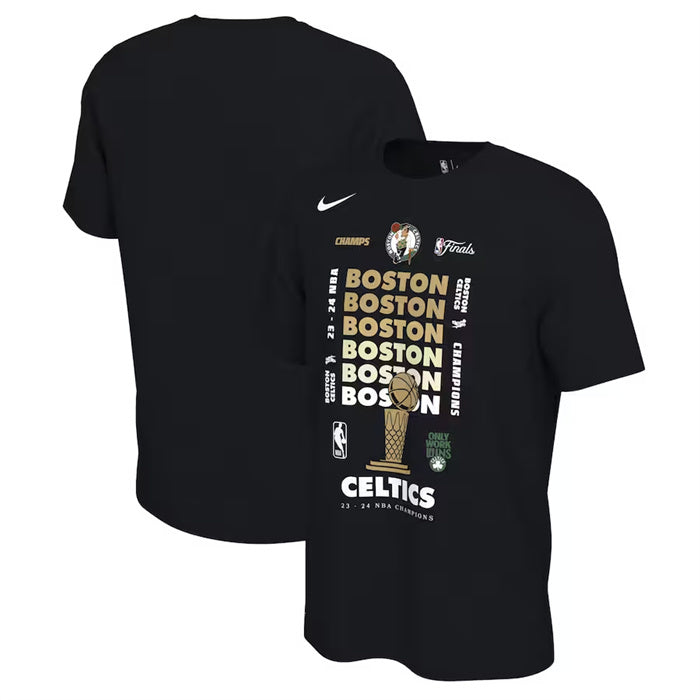 Boston Celtics Black 2024 Finals Champions Celebration Expressive T-Shirt