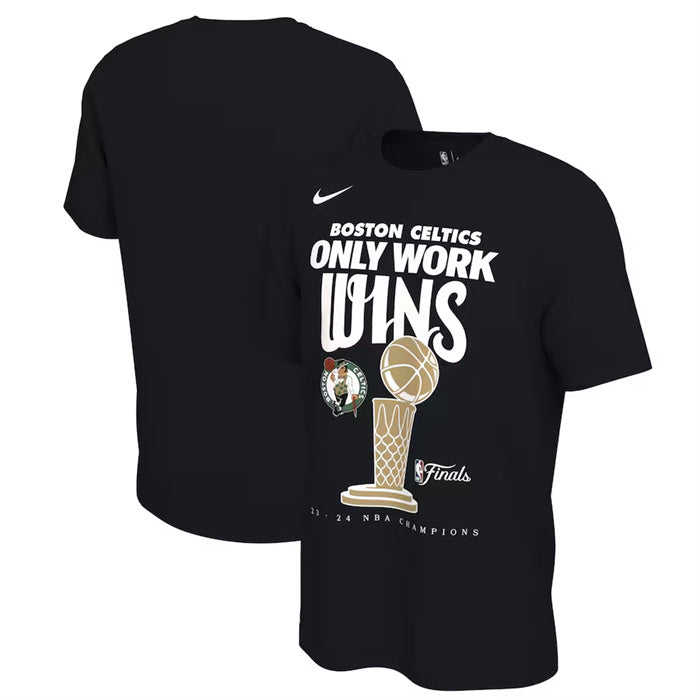 Boston Celtics Black 2024 Finals Champions Celebration Trophy T-Shirt