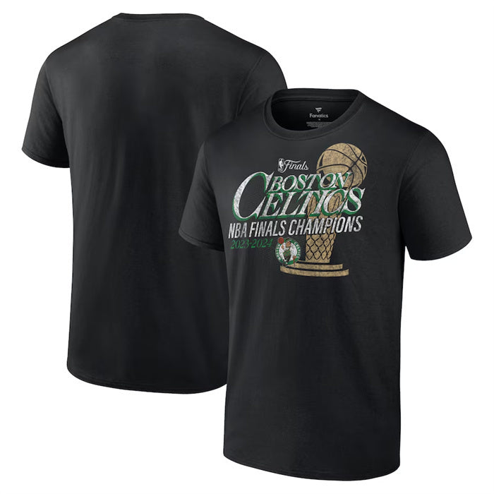 Boston Celtics Black 2024 Finals Champions Fast Break Finish Trophy T-Shirt