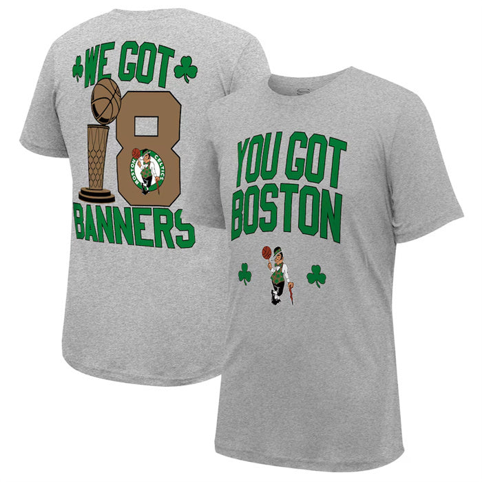 Boston Celtics Grey 2024 Finals Champions 18 Banners T-Shirt