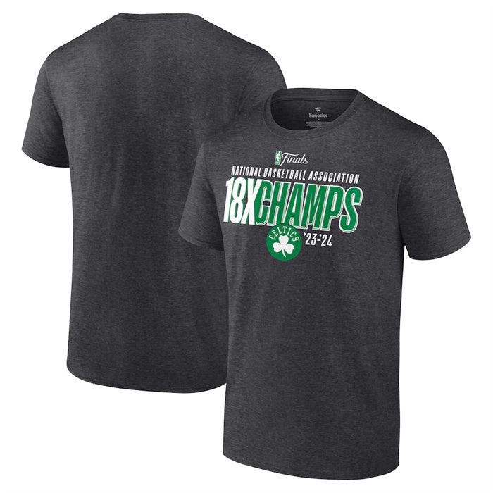 Boston Celtics Heather Charcoal 18-Time Finals Champions Steal The Ball T-Shirt