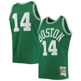Boston Celtics #14 Bob Cousy Mitchell & Ness 1962-63 Throwback Dark Swingman Jersey - Kelly Green