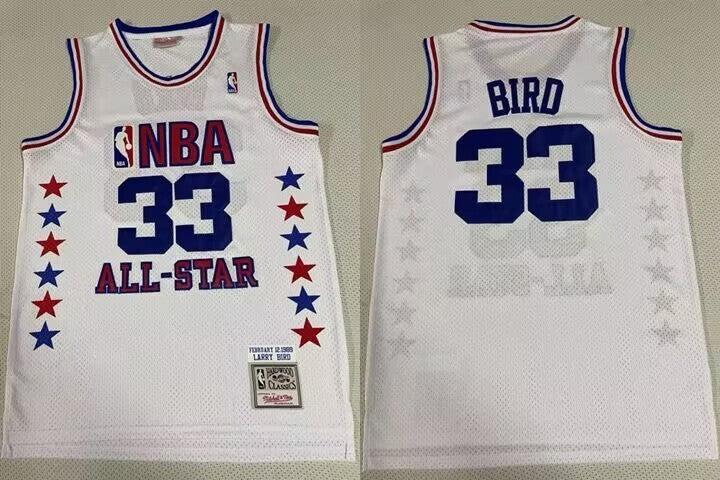 Boston Celtics #33 Larry Bird All-Star Larry Bird 33 # White Premium Mesh Jersey