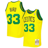 Boston Celtics #33 Larry Bird Celtics 33 # Bird Retro m&n Yellow Premium Mesh Fan Jersey Style 3