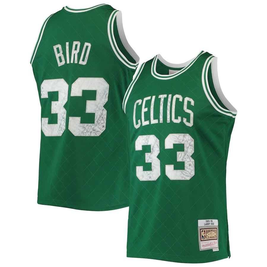 Boston Celtics #33 Larry Bird Mitchell & Ness 1985-86 Hardwood Classics 75th Anniversary Diamond Swingman Jersey - Kelly