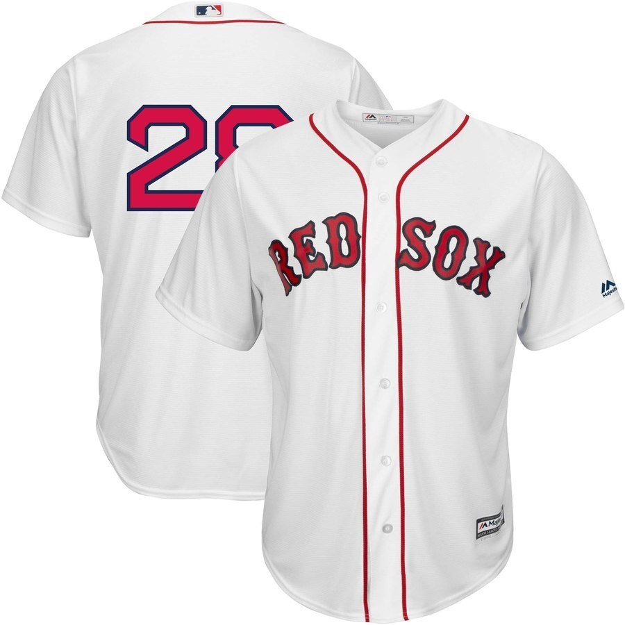 Boston Red Sox #28 J.D. Martinez Majestic Home Official Cool Base Replica Player Jersey - White