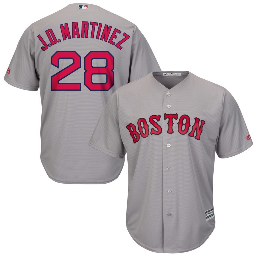 Boston Red Sox #28 J.D. Martinez Majestic Road Official Cool Base Player Jersey - Gray