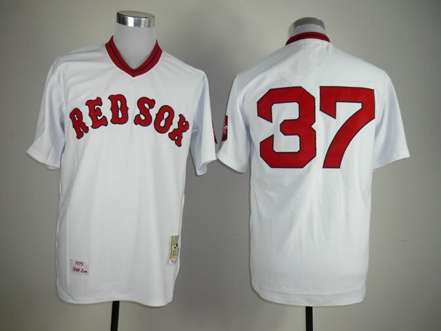 Boston Red Sox #37 Red Sox 37 White Pullover Retro