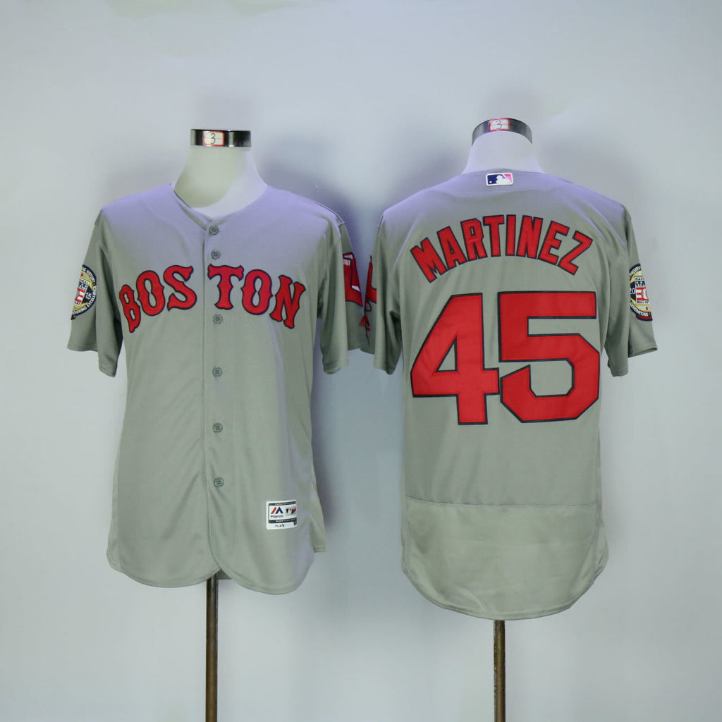 Boston Red Sox #45 Red Sox 45 Gray Elite Edition With 2015 Logo