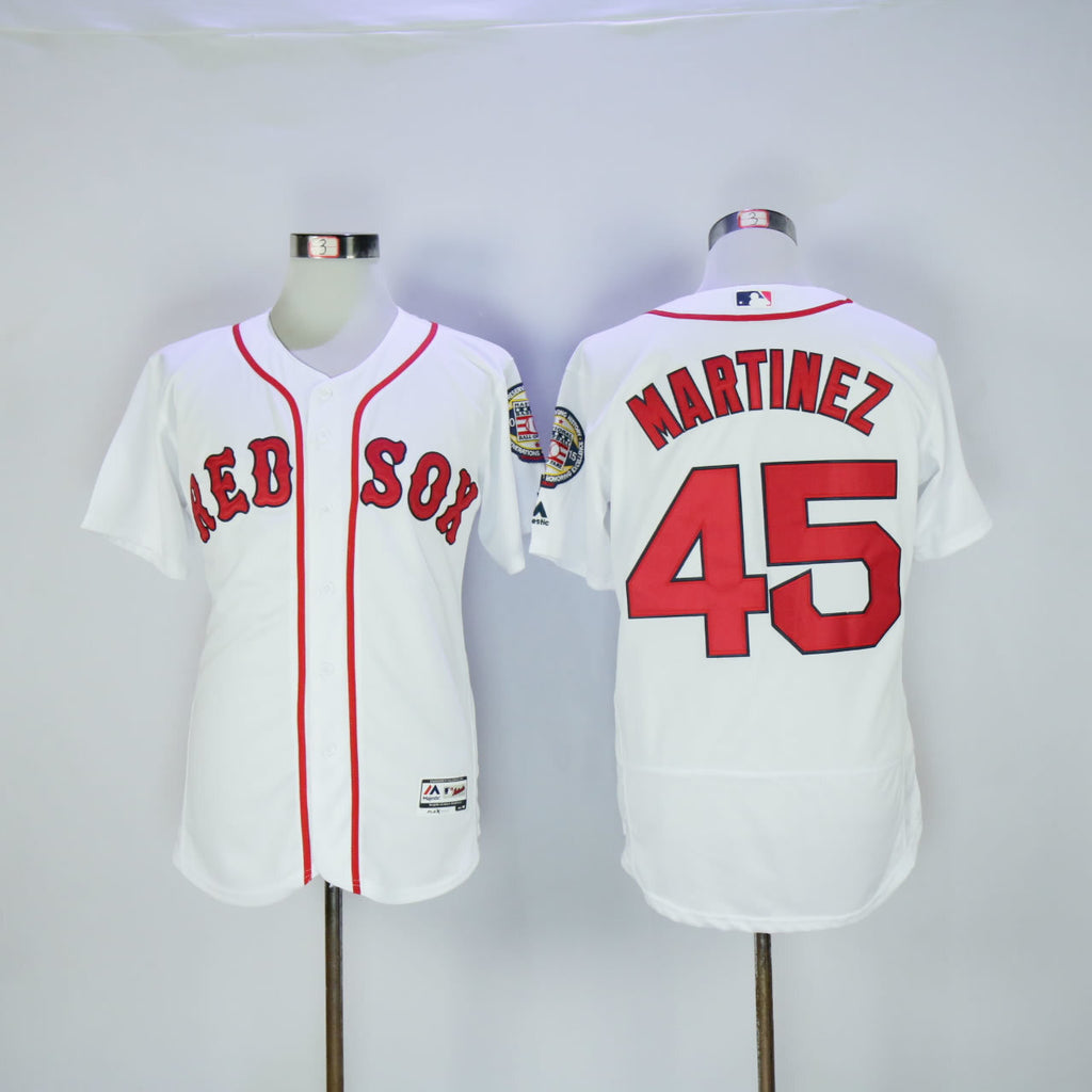 Boston Red Sox #45 Red Sox 45 White Elite Edition With 2015 Logo