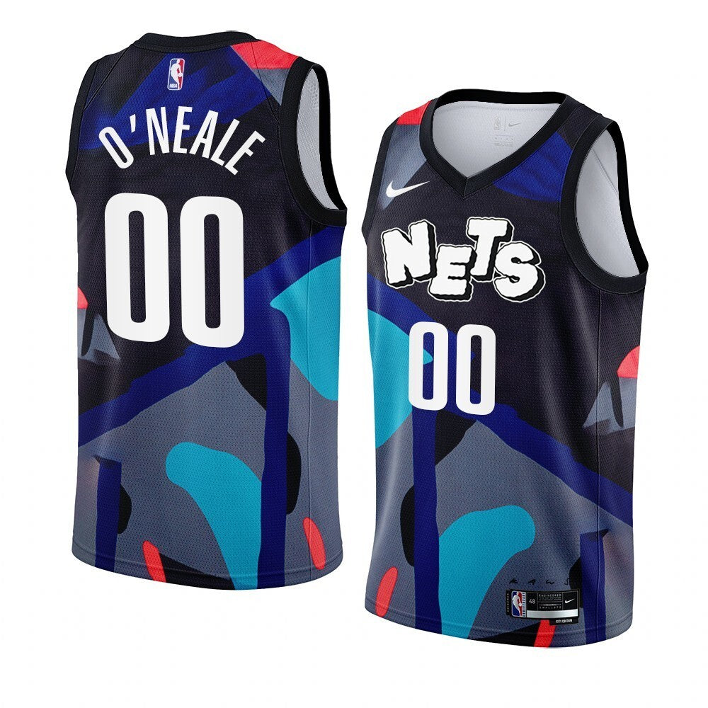 Brooklyn Nets #00 Royce O'Neale 2023-24 City Edition Black KAWS Jersey Men's