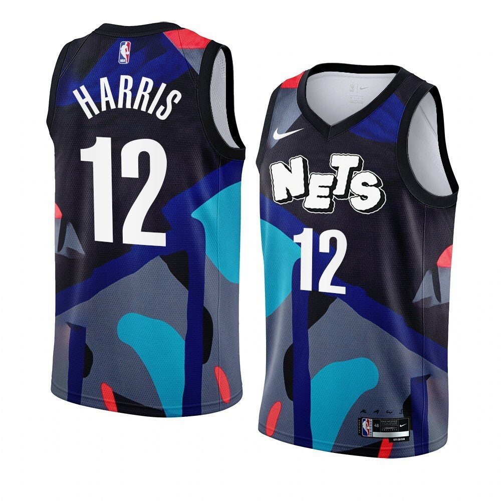Brooklyn Nets #12 Joe Harris 2023-24 City Edition Black KAWS Jersey Men's