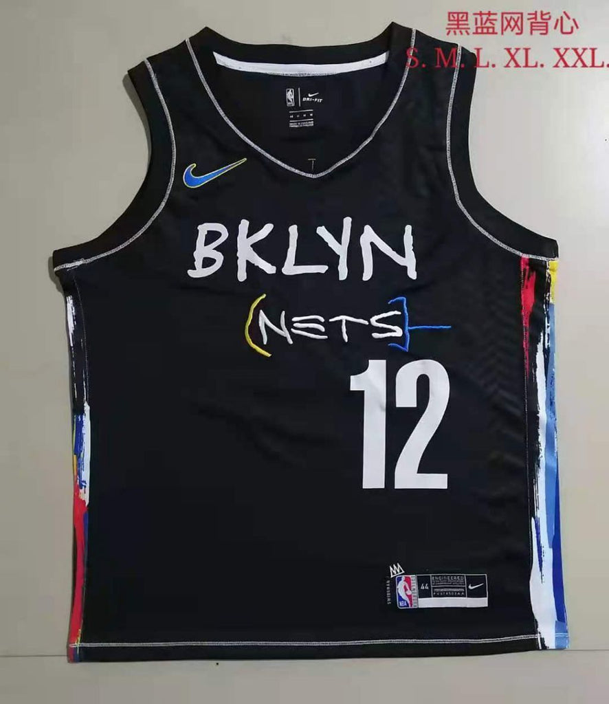 Brooklyn Nets #12 Joe Harris Nets Black v Collar 12 # Hot Press s-2xl Style 2