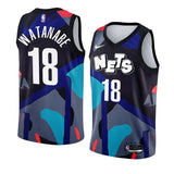 Brooklyn Nets #18 Yuta Watanabe 2023-24 City Edition Black KAWS Jersey Men's