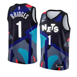 Brooklyn Nets #1 Mikal Bridges 2023-24 City Edition Black KAWS Jersey Men's
